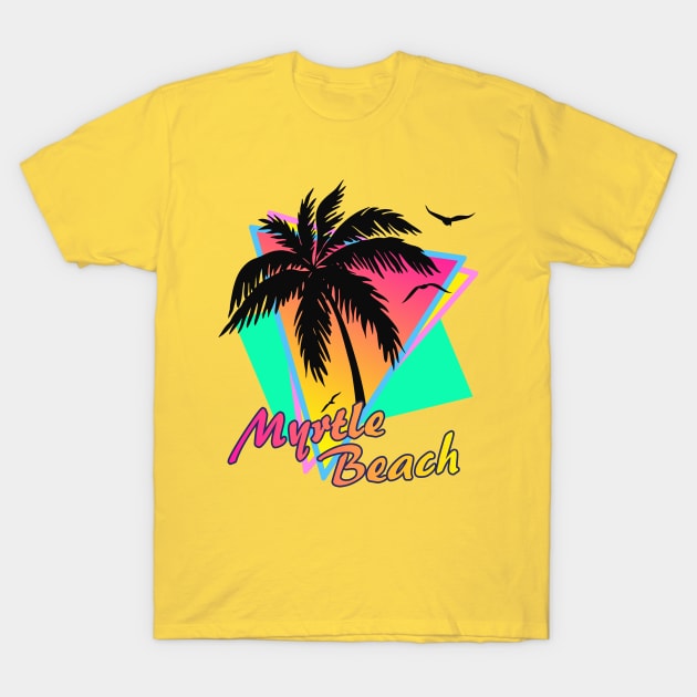 Myrtle Beach Cool 80s Sunset T-Shirt by Nerd_art